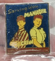 McDonald&#39;s Vintage NOS Serving You Manager 1990 Enamel Lapel Pin Button  - £10.13 GBP