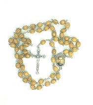  St. John Bosco Olive Wood Rosary Beads Jerusalem Necklace Oval Catholic Mary - £11.07 GBP