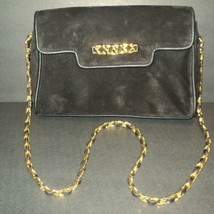 Vintage New Amanda Smith Bag Purse Crossbody Black Suede Gold Hardware 11&quot; Wide - £15.94 GBP