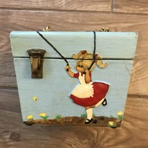 Handmade Baby Blue Wooden Box Purse - Vintage Jewelry and Child&#39;s Handbag - £19.76 GBP