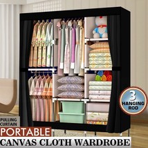 71&quot; Portable Clothes Storage Closet Organizer Wardrobe Rack Shelf Dustpr... - £38.91 GBP