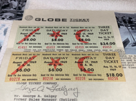 Woodstock Tickets 1969 Mail Order $6.00 $8.00 Jimi Hendrix Janis Joplin Coa Usa - £195.37 GBP