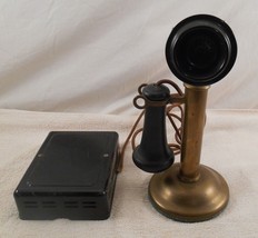 Western Electric Company All Brass Candlestick Telephone With 684 Ringer Box - £177.23 GBP