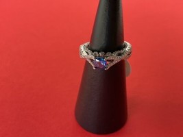 Bomb Party RBP2497 Lab Created Sapphire &amp; White Topaz on Rhodium Size 7 Ring NWT - £19.34 GBP