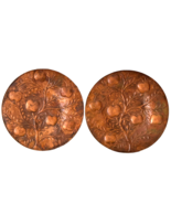 Huge Pair of 23&quot; Copper Metal Relief Apple Tree Motif Decorative Wall Plate - £154.28 GBP
