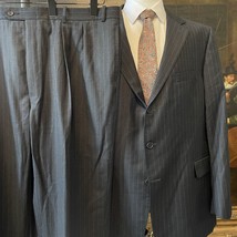 VTG Culwell &amp; Son 50L 44 x 28 2Pc 3 Roll 2 Gray Pinstriped 100% Wool Suit - $199.99