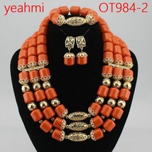 Fashion Women Necklaces African Beads Jewelry Sets Nigerian Wedding Bridal India - £87.12 GBP