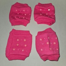 BABW Build A Bear 4 Pink Knit Leg Warmers Lot Sequins Clothing Accessory - £11.64 GBP