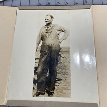 Vintage Photograph Man In Overalls Red Hawk Hawk Brand 1940s 8x10 - $8.68