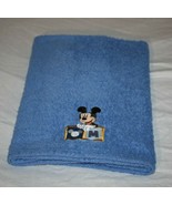 Disney Mickey Mouse Blue Plush Baby Blanket Blocks Embroidered M Securit... - £20.81 GBP