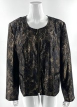 Susan Graver Jacket Size Large Black Bronze Snake Animal Print Zip Up Wo... - $39.60