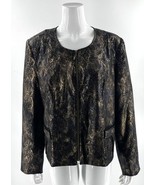 Susan Graver Jacket Size Large Black Bronze Snake Animal Print Zip Up Wo... - €33,98 EUR