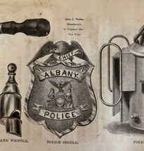 Police Accessories 1876 Worlds Fair Centennial Expo Victorian Woodcut DW... - £75.14 GBP