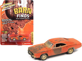 1969 Dodge Charger R/T Orange Unrestored Barn Finds 1/64 Diecast Car Johnny Ligh - £15.98 GBP