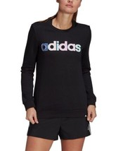 adidas Womens Activewear Multi-Color Logo Long Sleeve Top Black Size Medium - £38.79 GBP