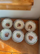 Lot of 6 Vintage Imperial China White w Green Luster Rim &amp; Fruit &amp; Nuts ... - £19.07 GBP