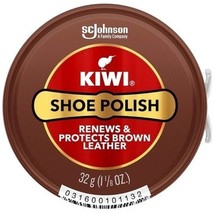 Kiwi Brown Shoe Polish Leather Care 31g 1.13oz Shines Renews &amp; Protects  - $9.74