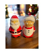 Little Ceramic Santa &amp; Mrs Claus Salt &amp; Pepper Shakers Holiday Christmas... - $14.01