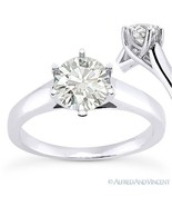 Round Brilliant Cut Moissanite 14k White Gold Trellis Solitaire Engageme... - $12,450.82 MXN+