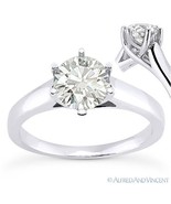 Round Brilliant Cut Moissanite 14k White Gold Trellis Solitaire Engageme... - £478.40 GBP+