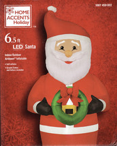 Hah 1007 459 022 Gemmy 882199 Airblown Led Santa With Wreath 6.5&#39; - New! - £32.01 GBP