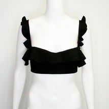 Zara Frilled Ruffle Bralette Crop Top Black Tie Back size Small - $16.80