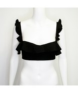 Zara Frilled Ruffle Bralette Crop Top Black Tie Back size Small - $16.80