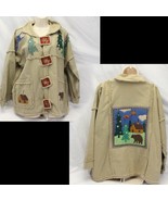 Womens Jacket Cabin Pine Trees Bear Paws Size M  Northern Woods - $41.24 CAD