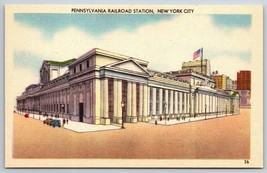 Pennsylvania Railroad Station New York City NY NYC  UNP Linen Postcard H15 - £2.28 GBP