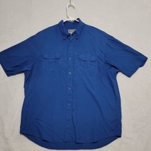 Duluth Trading Company Men&#39;s Shirt XL Extra Large Blue Short Sleeve Button Up - £22.04 GBP