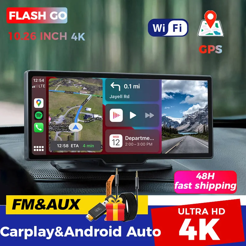 4K WiFi GPS 10.26  inch Video Recorder Car Mirror Rearview Camera - £122.13 GBP+