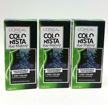 3 X Loreal Colorista Hair Makeup #NEONGREEN100 1 Day Color 30ml Each New Sealed - £12.63 GBP