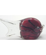 Angle Fish Figurine Art Glass Ruby Red/Black Tiger Stripe Handmade - €32,81 EUR