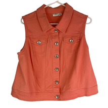 Cato Sleeveless Button Front Vest Womens Plus 18 20 Denim Coral Cotton S... - $13.50