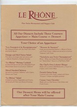 Le Rhone Swiss Restaurant &amp; Supper Club Menu W Thunderbird Road Phoenix Arizona  - $37.62