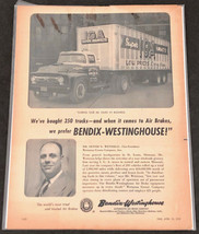 BENDIX-WESTINGHOUSE Air Brakes Original Vintage Print Ad 1954 Trucks Iga Art - £3.75 GBP