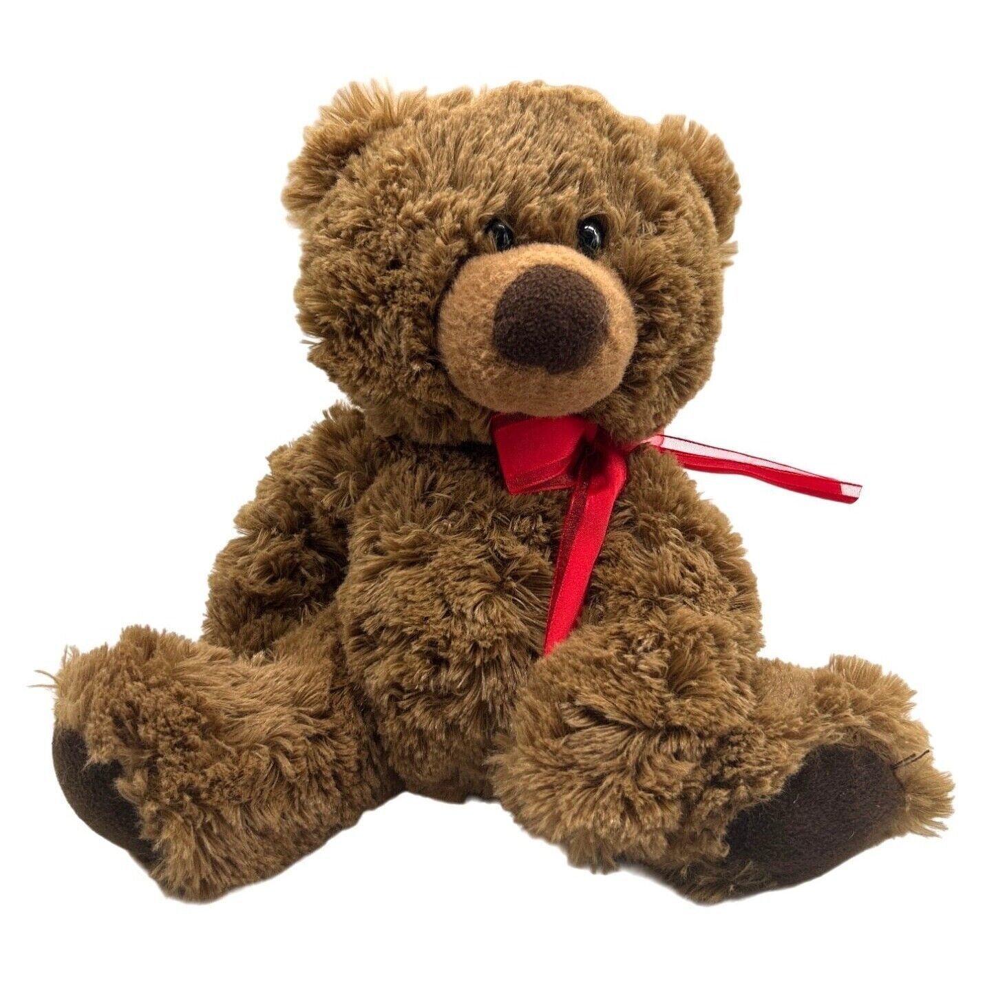 Aurora World  Brown 10" Bear Coco 2018 Red Bow Black Glass Eyes Brown Nose - $14.89