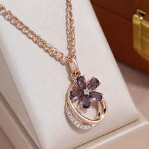 14K Gold Plated Elegant Handmade Necklace with Zircon, Classic  Design - £28.00 GBP