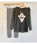 Mudpie Girls Halloween 4T Long Sleeved Shirt Cat Jack Leggings Sequin EUC - $275.30 MXN