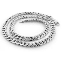 Men&#39;s Solid Sterling Silver Miami Cuban Curb Link Lobster Lock Chain Necklace - £31.54 GBP