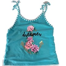 Xhilaration Girls Swim Tank Top Blue Flowers Anchor Dreamer Size Large 1... - $7.60