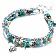 New Turtle Anklet Beaded Ankle Bracelet Starfish NEW - £14.08 GBP