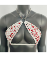 Gothic White Vinyl Vampira - Blood Splatter Cross Top Bra - $56.00