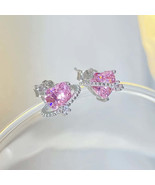 1 Pair White Gold Plated 925 Sterling Silver Zircon Heart Shape Ear Studs - $352.95 MXN+