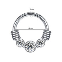 16G Nose Piercing Ring Crystal Bohemia Hoop Nose Ring Stainless Steel Septum Pie - £10.46 GBP