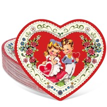 40Pcs Valentine&#39;S Day Paper Plates Red Vintage Heart Shape Disposable Plates Dec - £25.63 GBP