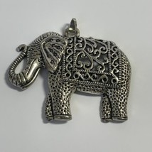 Silver Toned Large Elephant Necklace Charm Pendant Fashion  - £7.82 GBP
