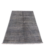 4x6 Gray Hand Knotted Mid Century Modern Rug - £474.31 GBP