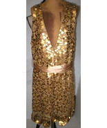 New Womens 10 NWT Matthew Williamson Designer Dress Gold Sequin Sleevele... - £2,717.87 GBP