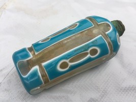 Antique French / Bohemian Double Overlay Glass Blue Perfume Scent Bottle - £237.36 GBP